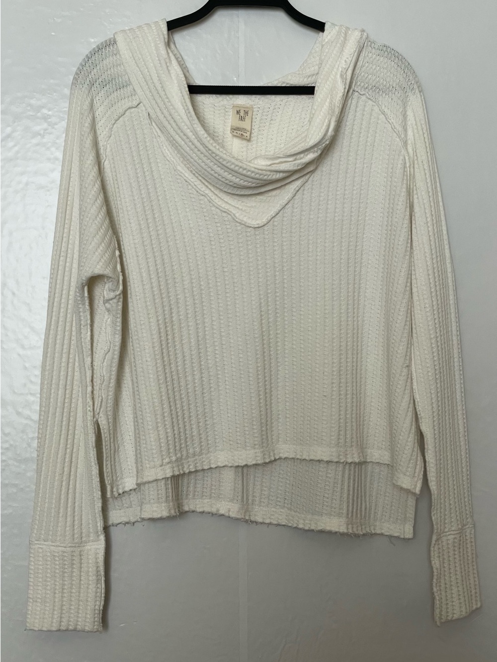 We The Free Cream Ribbed Cowel Neck Oversized Top